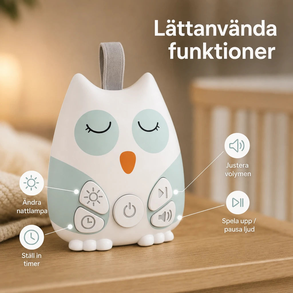 Portabel Uggla med vitt brus för baby