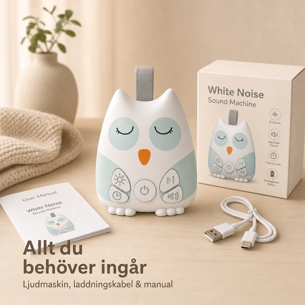 Portabel Uggla med vitt brus för baby